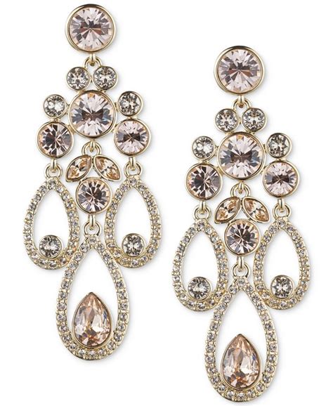 givenchy gold-tone crystal and pavé chandelier earrings|givenchy pearl c earrings.